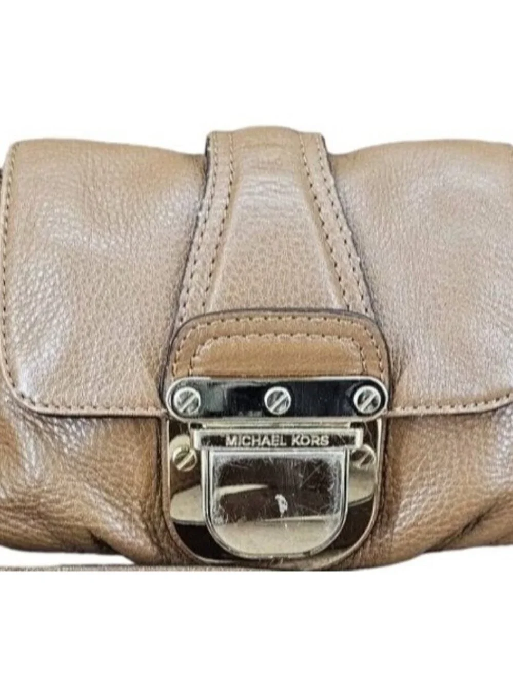 Michael Kors Charlton Pebbled Leather Adjustable Crossbody in Camel Brown